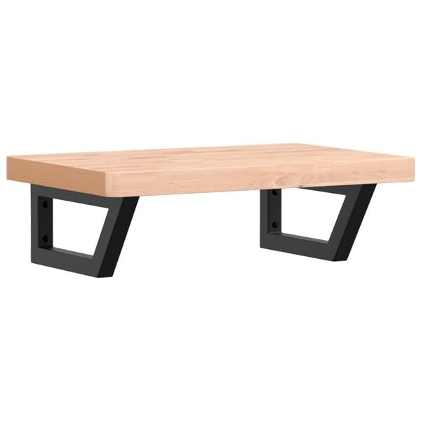 vidaXL Prateleira de parede p/ lavat&oacute;rio a&ccedil;o/madeira de faia maci&ccedil;a