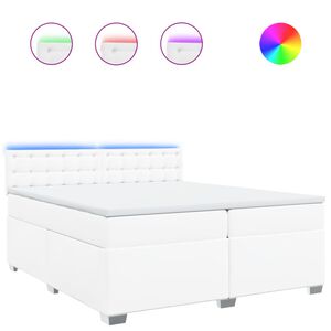 vidaXL Cama com molas/colch&atilde;o 200x200 cm couro artificial branco