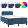 vidaXL Cama box spring c/ colch&atilde;o/LED 120x200 cm veludo azul-escuro