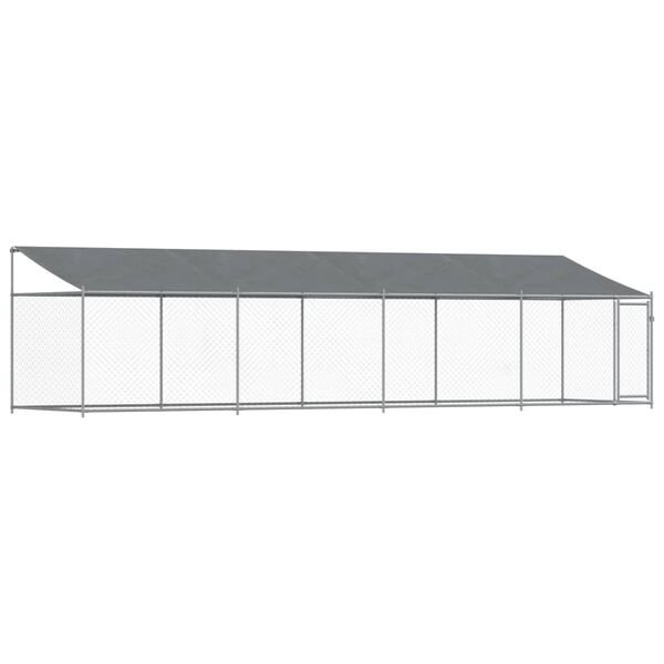 vidaXL Jaula para c&atilde;o com telhado/porta 8x2x2 m a&ccedil;o galvanizado cinza
