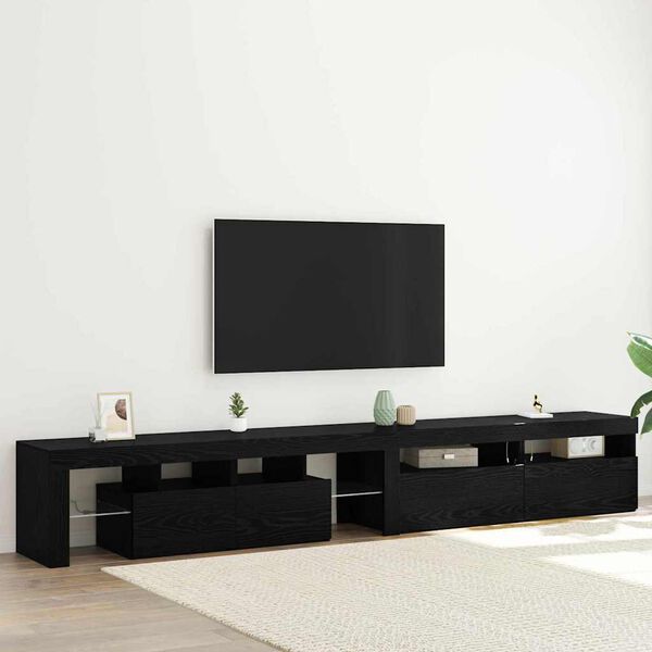 vidaXL Gabinete para TV 3 pcs Carvalho Preto 260 x 37 x 40 cm