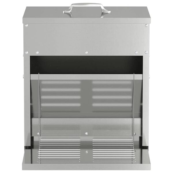 vidaXL Comedouro de Pedal para Frango Prateado 33 x 42 x 40 cm