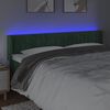vidaXL Cabeceira cama c/ luzes LED veludo 163x16x78/88 cm verde-escuro