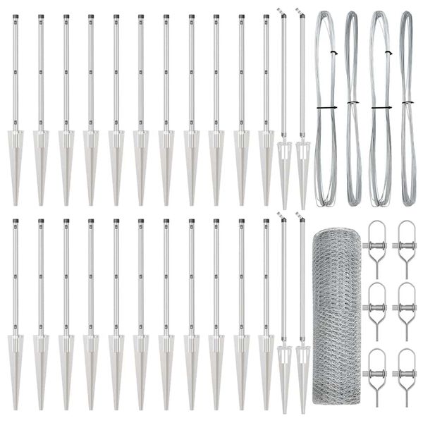 vidaXL Poste de Cerca Prateado 50 x 0,8 m (malha de 25 mm) A&ccedil;o