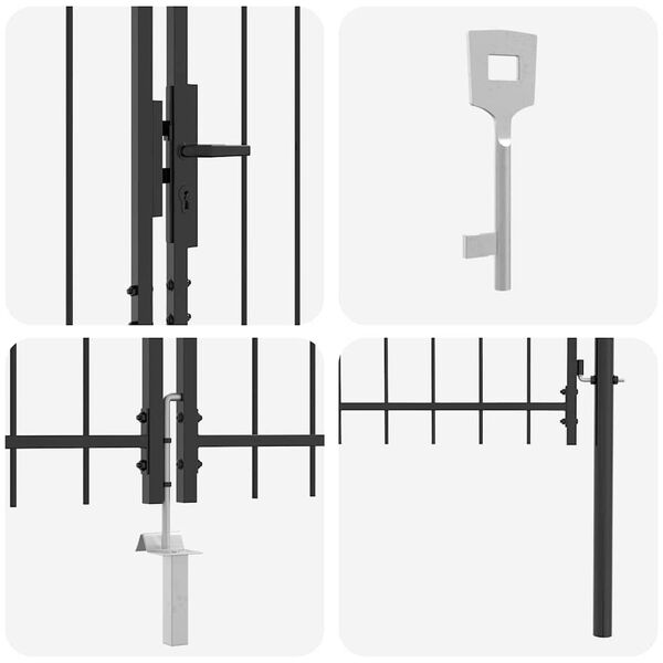 vidaXL Port&atilde;o de Jardim Preto 150 x 500 cm