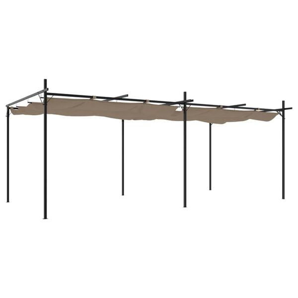 vidaXL Pérgola com toldo retrátil 589x292x230 cm cor cinza-acastanhado