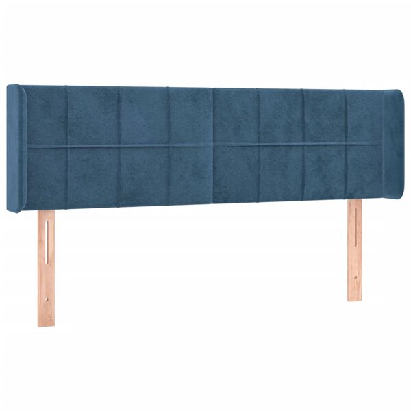 vidaXL Cabeceira de cama c/ abas tecido 147x16x78/88cm azul-escuro