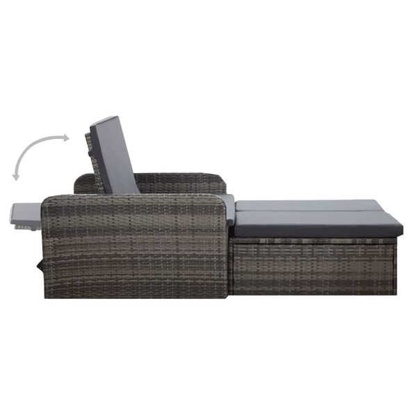 vidaXL 2 pcs conjunto lounge de jardim c/ almofadões vime PE cinzento
