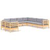 vidaXL 9 pcs conjunto lounge de jardim + almofad&otilde;es cinza pinho maci&ccedil;o