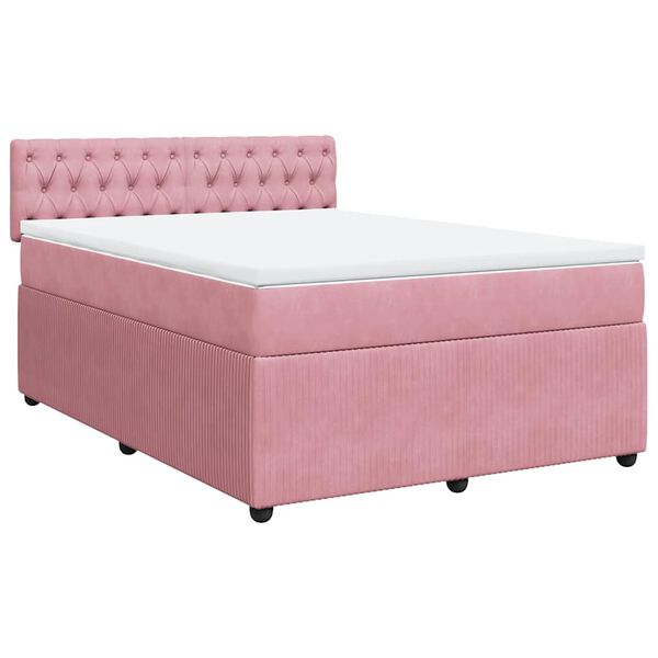 vidaXL Cama com molas/colch&atilde;o 140x190 cm veludo rosa