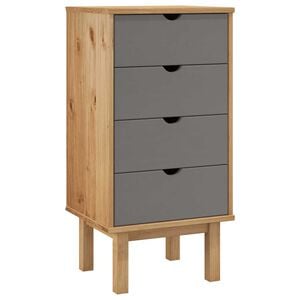 vidaXL Arm&aacute;rio gavetas OTTA 45x39x90 cm pinho maci&ccedil;o castanho/cinza