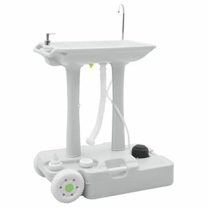 vidaXL Suporte de Lavagem de M&atilde;os para Camping com Rodas Cinzeto