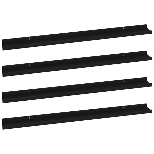 vidaXL Prateleiras de parede 4 pcs 100x9x3 cm preto