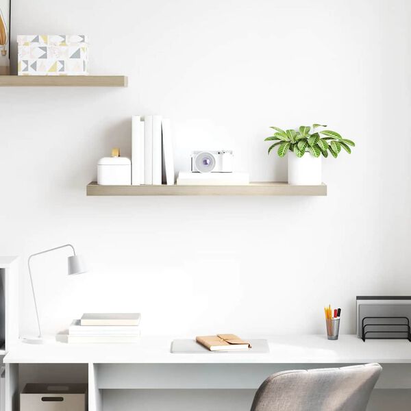 vidaXL Prateleira de parede suspensa 90x23,5x3,8 cm MDF cor carvalho