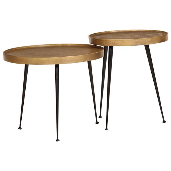 vidaXL Mesas de centro 2 pcs derivados de madeira dourado