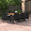 vidaXL 9 pcs conjunto de jantar para jardim vime PE preto