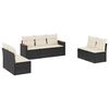 vidaXL 7 pcs conjunto de sof&aacute;s p/ jardim c/ almofad&otilde;es vime PE preto