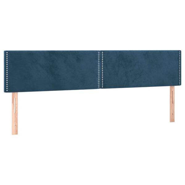 vidaXL Cabeceira de cama 2 pcs veludo 100x5x78/88 cm azul-escuro