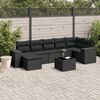 vidaXL 8 pcs conjunto sof&aacute;s de jardim com almofad&otilde;es vime PE preto