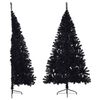 vidaXL Meia &aacute;rvore de Natal artificial com suporte 210 cm PVC preto