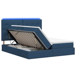 vidaXL Cama de Armazenamento LED com Colch&atilde;o Azul 180 x 200 cm Tecido