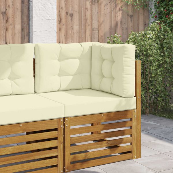 vidaXL Almofada para Sof&aacute; Externo 3 pcs Creme Poli&eacute;ster