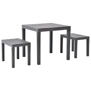 vidaXL Mesa de jardim com 2 bancos pl&aacute;stico castanho