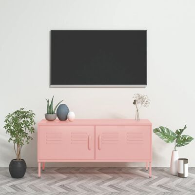 vidaXL Móvel de TV aço 105x35x50 cm rosa
