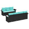 vidaXL Conjunto de Sof&aacute; de Jardim com almofada 8 pcs Preto vime PE