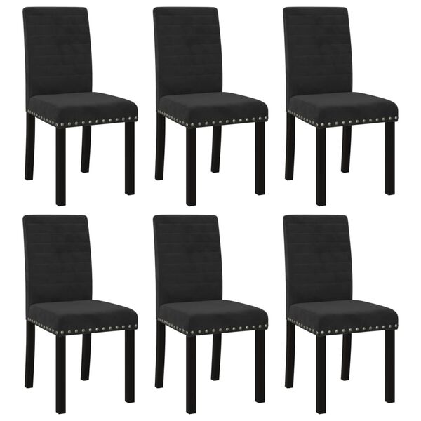 vidaXL Cadeiras de jantar 6 pcs veludo preto