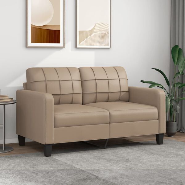 vidaXL Sof&aacute; de 2 lugares 140 cm couro artificial cor cappuccino