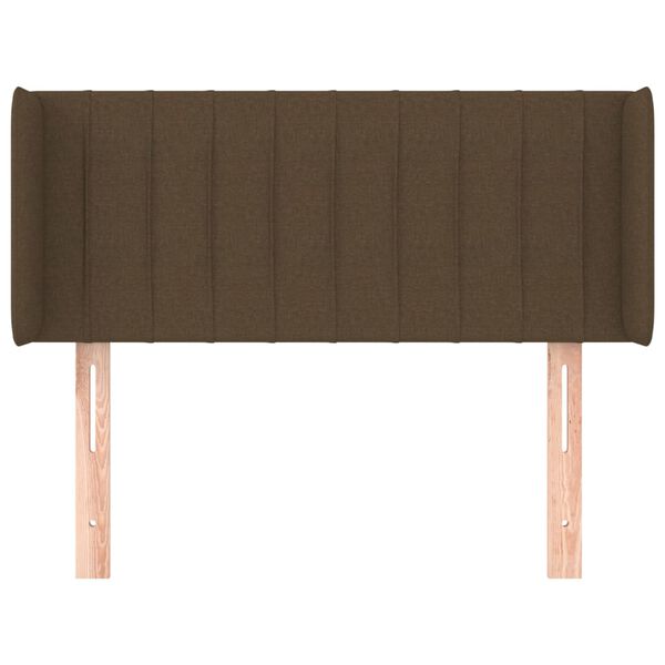 vidaXL Cabeceira de cama c/ abas tecido 93x16x78/88 cm castanho-escuro