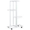 vidaXL Suporte vasos c/ 4 prateleiras e rodas 44x23x80 cm ferro branco