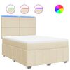 vidaXL Cama com molas/colch&atilde;o 140x190 cm tecido cor creme