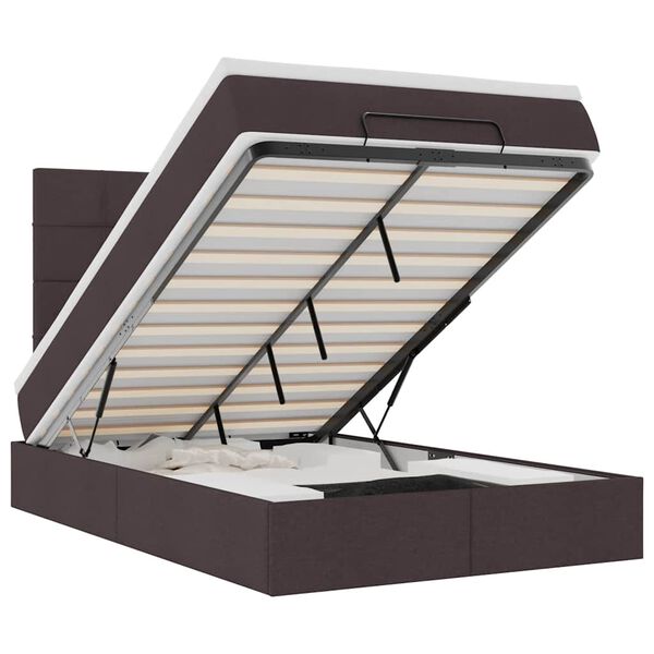 vidaXL Estrutura de cama otomana com colch&atilde;o 120x190cm castanho escuro