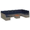 vidaXL Conjunto de Sof&aacute; de Jardim 11 unid. Cinzeto vime PE