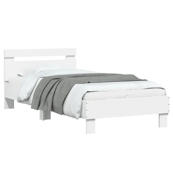 vidaXL Estrutura de cama c/ cabeceira 90x190 cm deriv. madeira branco