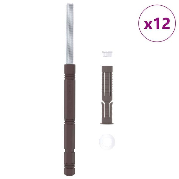 vidaXL Suportes para Prateleiras Flutuantes 12 pcs Bege &Oslash;14 x 210 mm