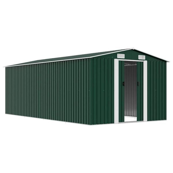 vidaXL Abrigo de jardim 257x489x181 cm metal verde
