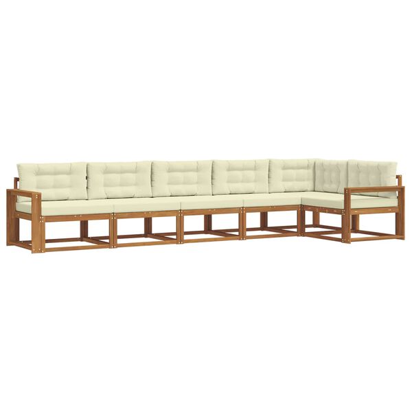 vidaXL Conjunto de Sof&aacute;s para Exterior 6 pcs Natural e Creme