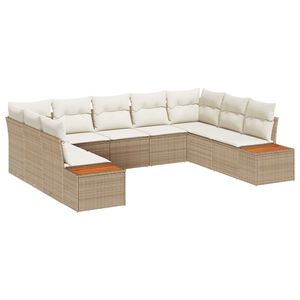 vidaXL Conjunto de Sof&aacute; de Jardim 5 pcs Bege e Creme Polirattan