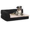 vidaXL Cama para c&atilde;es ergon&oacute;mica 75x53 cm aspeto linho pel&uacute;cia preto