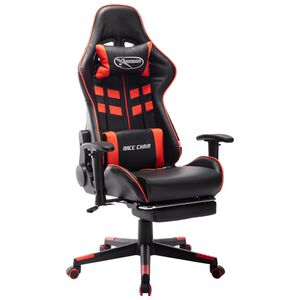 vidaXL Cadeira gaming c/ apoio de p&eacute;s couro artificial preto/vermelho