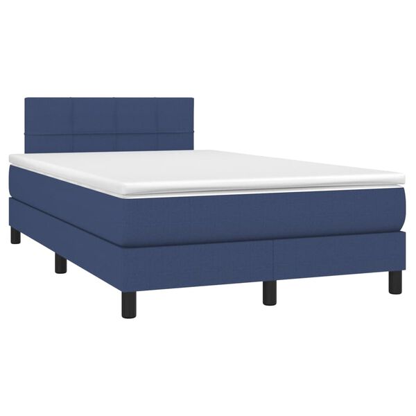 vidaXL Cama box spring c/ colch&atilde;o e LED 120x200 cm tecido azul