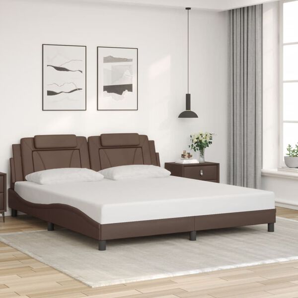 vidaXL Estrutura de cama Viana com LED sem colch&atilde;o 180x200cm castanho