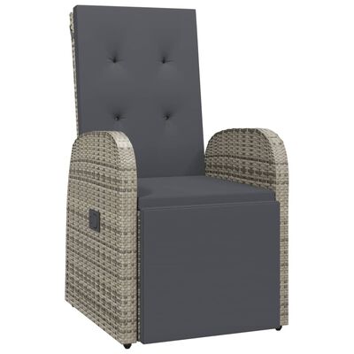vidaXL Cadeira de jardim reclinável com almofadão vime PE cinzento