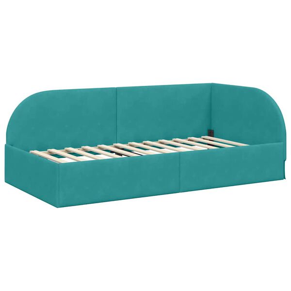 vidaXL Estrutura de Cama de Canto Turquesa 90 cm x 200 cm