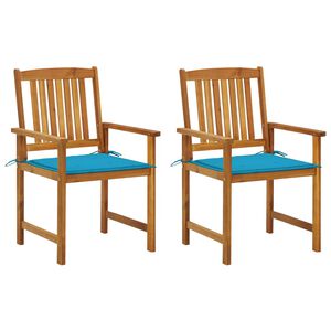 vidaXL Cadeiras de jardim com almofad&otilde;es 2 pcs ac&aacute;cia maci&ccedil;a