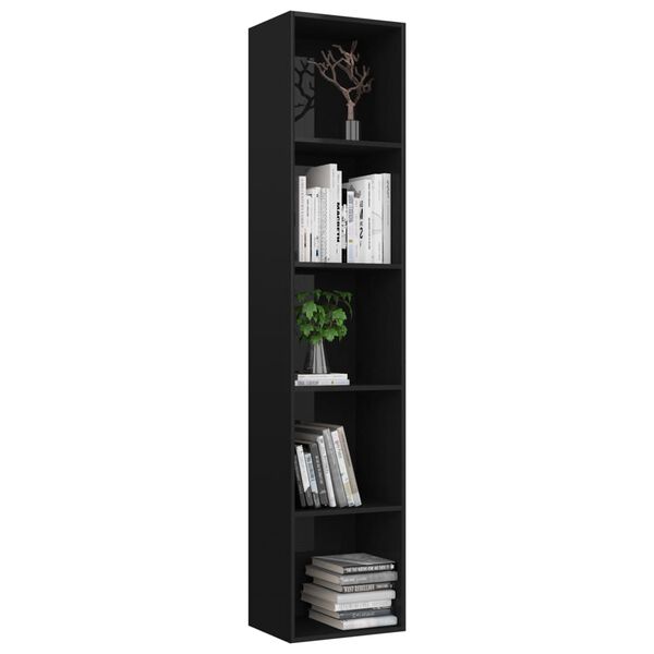 vidaXL Estante 40x30x189 cm contraplacado preto brilhante