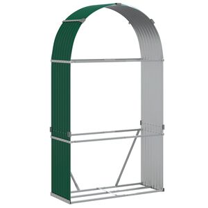 vidaXL Suporte de lenha 120x45x210 cm a&ccedil;o galvanizado verde